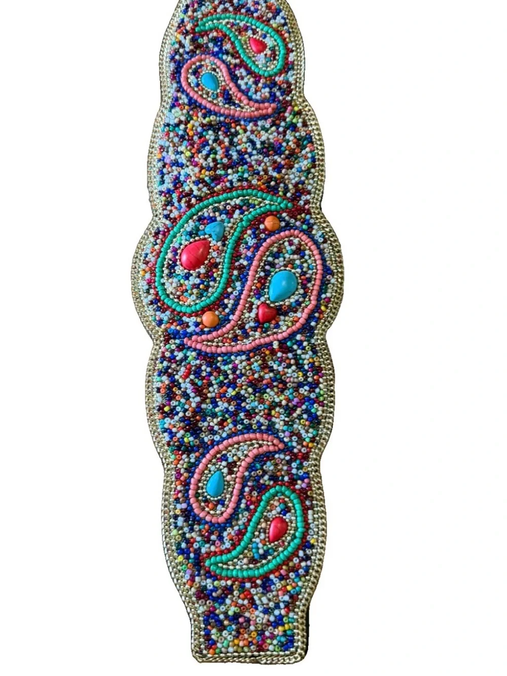 Women Bohemian Wide Belt Beaded Chain Waistband Girdle Stretch Decor Ethnic